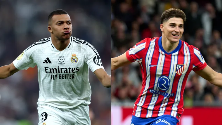 Kylian Mbappe Real Madrid Julian Alvarez Atletico Madrid 030325 Kylian Mbappe Real Madrid Julian Alvarez Atletico Madrid 030325