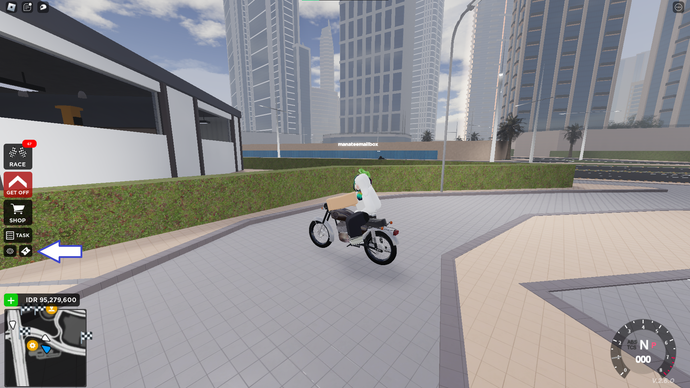 A screenshot from Moto Trackday Project in Roblox showing the game's codes button.
