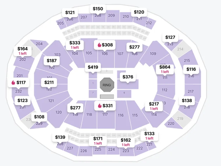 Mapa de asientos de UFC Kansas City - Centro T -Mobile Mapa de asientos de UFC Kansas City - Centro T -Mobile