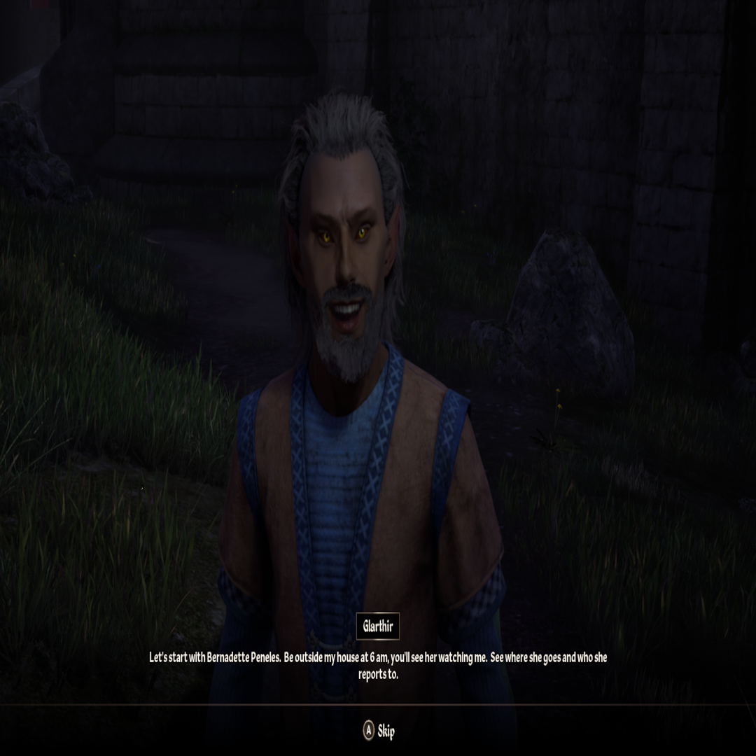 Glarthir kể chi tiết kế hoạch của mình cho người chơi trong nhiệm vụ hoang tưởng trong Oblivion Remastered.