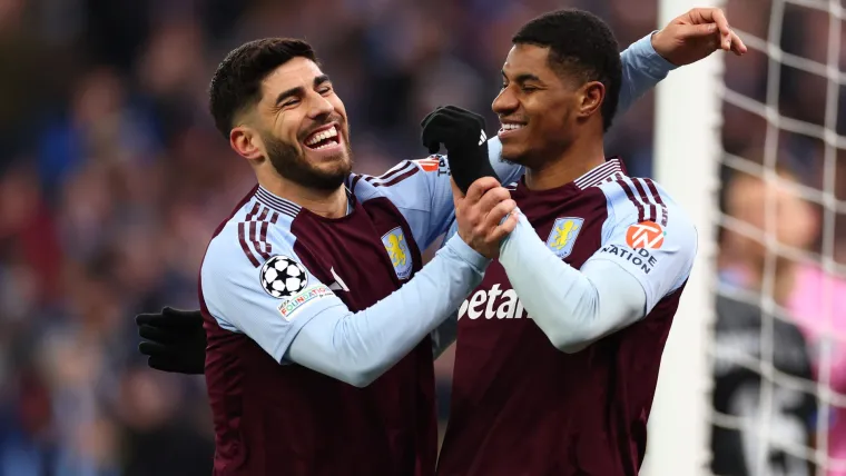 Marco Asensio and Marcus Rashford celebrate an Aston Villa goal Marco Asensio and Marcus Rashford celebrate an Aston Villa goal