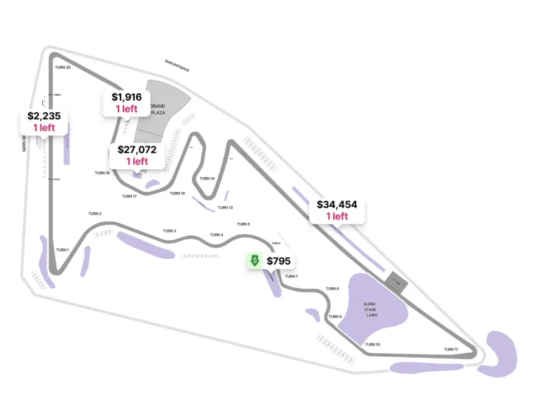 F1 en el mapa del asiento de Austin - Circuito de las Américas F1 en el mapa del asiento de Austin - Circuito de las Américas