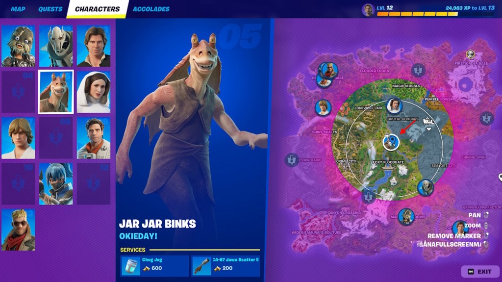 Jar Jar Binks Fortnite location