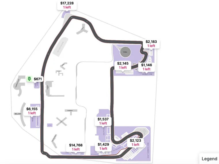 F1 in Las Vegas SEAT MAP - Dải Las Vegas F1 in Las Vegas SEAT MAP - Dải Las Vegas