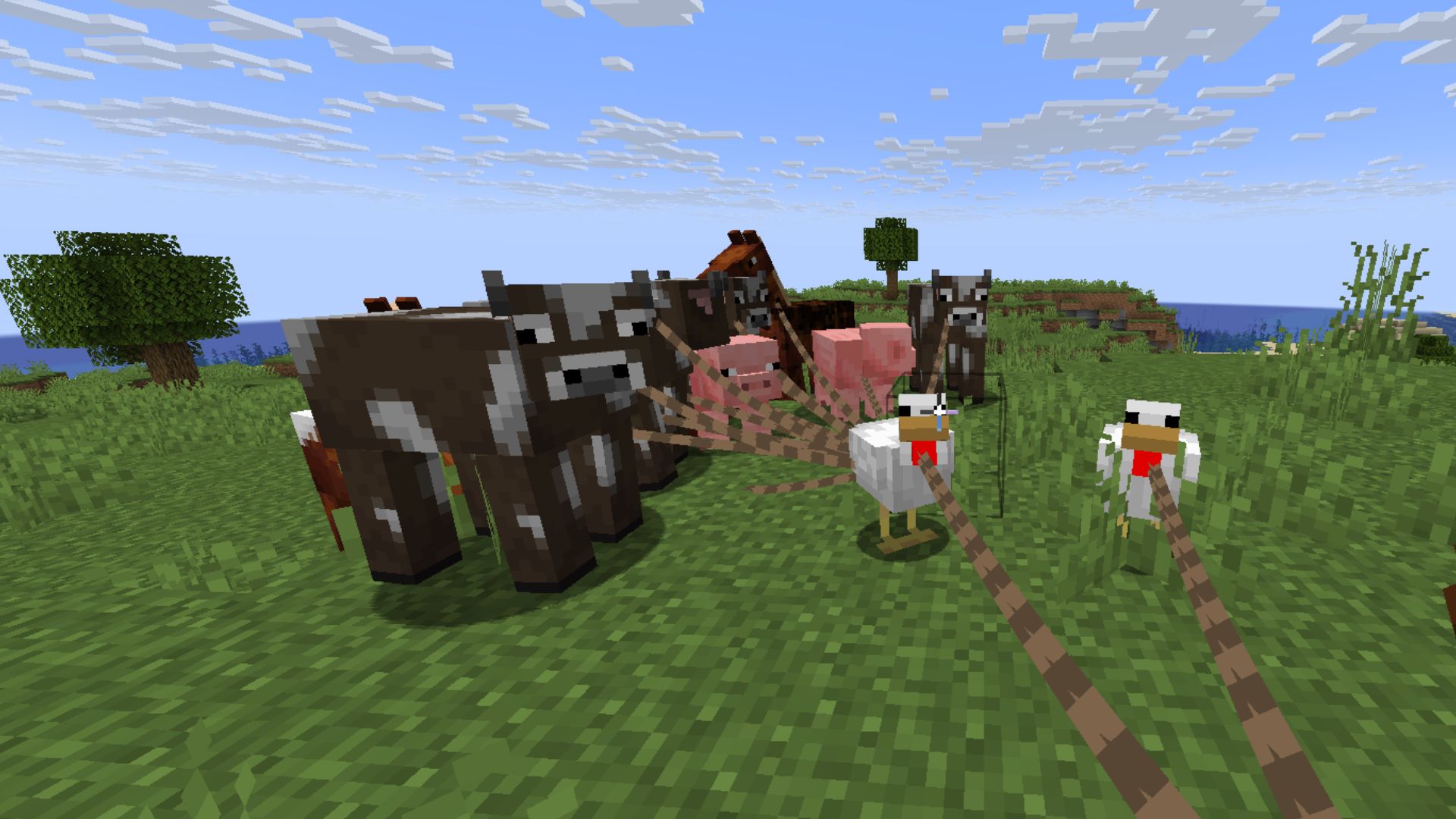 Group up Mobs using Lead in minecraft