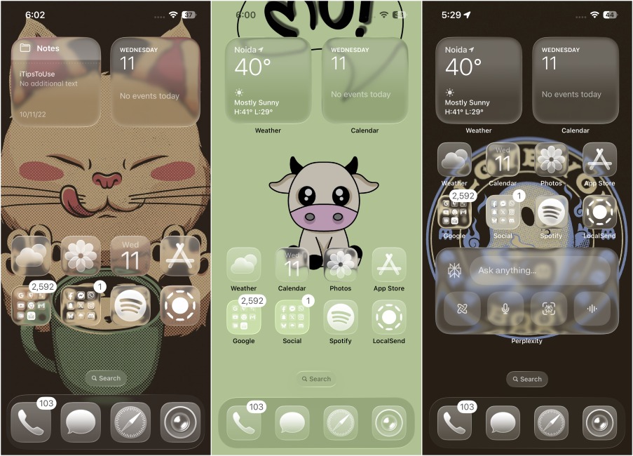 Home screen styles in iOS 26