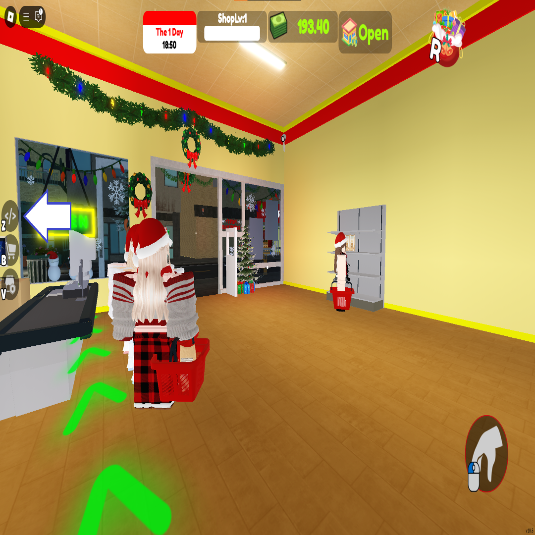 Uma captura de tela do simulador de supermercado no Roblox mostrando o botão Códigos do jogo.