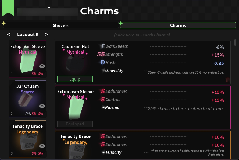 Charm Equip in Dig