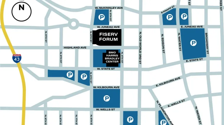 Fiserv Forum parking map Fiserv Forum parking map