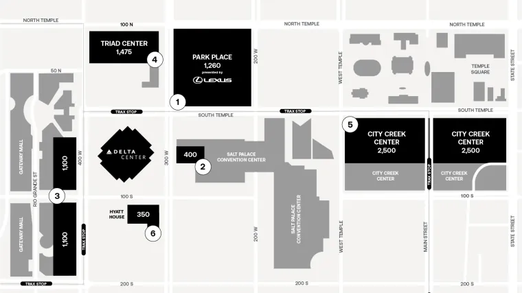 Delta Center parking map
