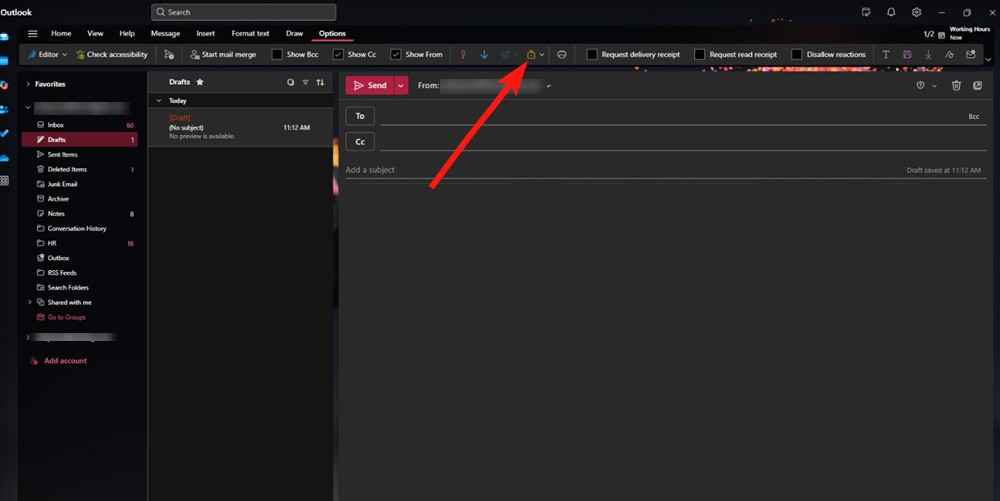 Options to reveal more options and padlock