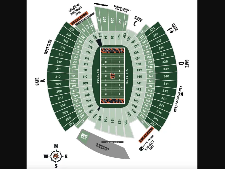 Bengals seat map - Paycor Stadium Bengals seat map - Paycor Stadium