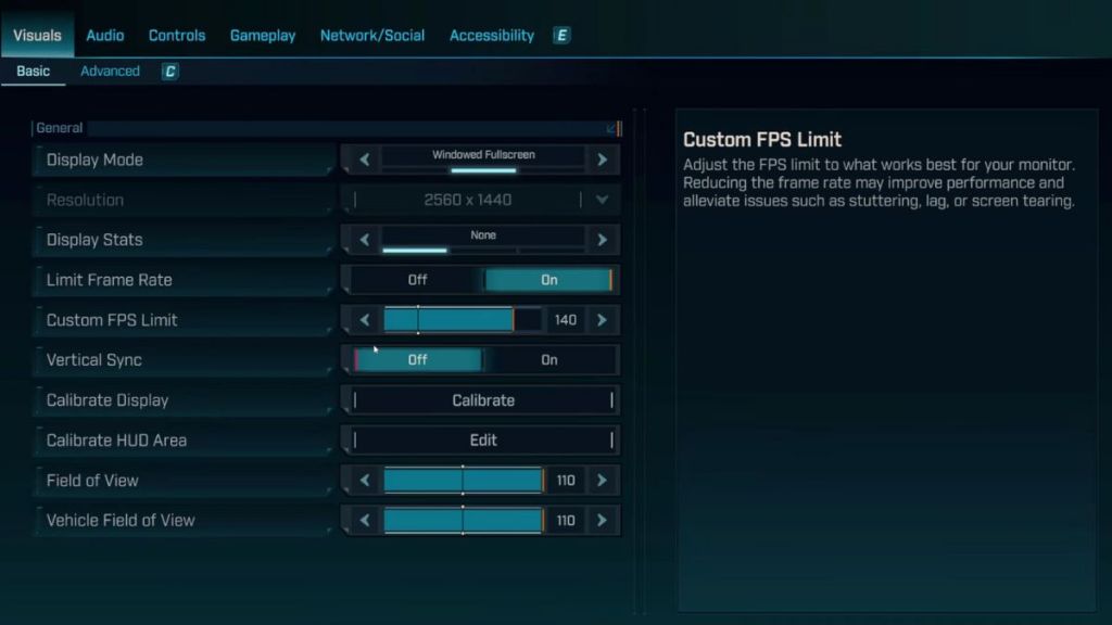 Menu cài đặt PC Borderlands 4