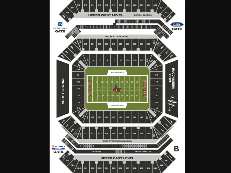 Raymond James Stadium seat map Raymond James Stadium seat map